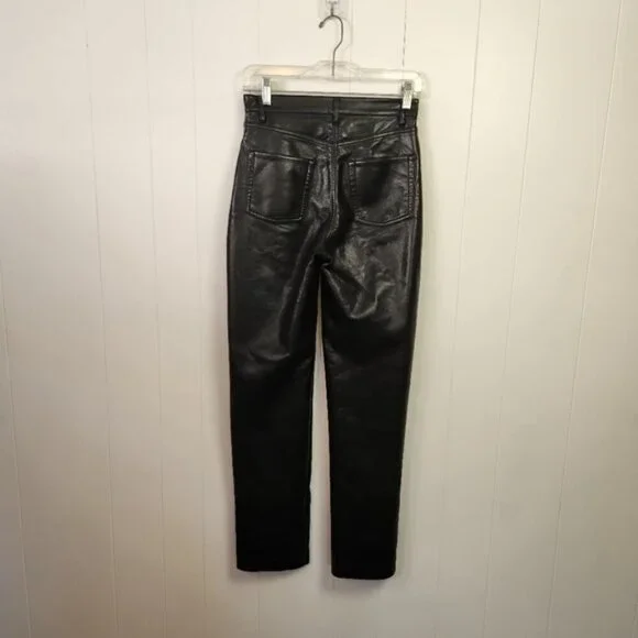 Aritzia Wilfred The Melina Pant Black Vegan Leather Straight Leg Pants High Rise - Picture 4 of 11